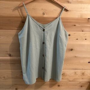 Mint green button down spaghetti strap sleeveless blouse
